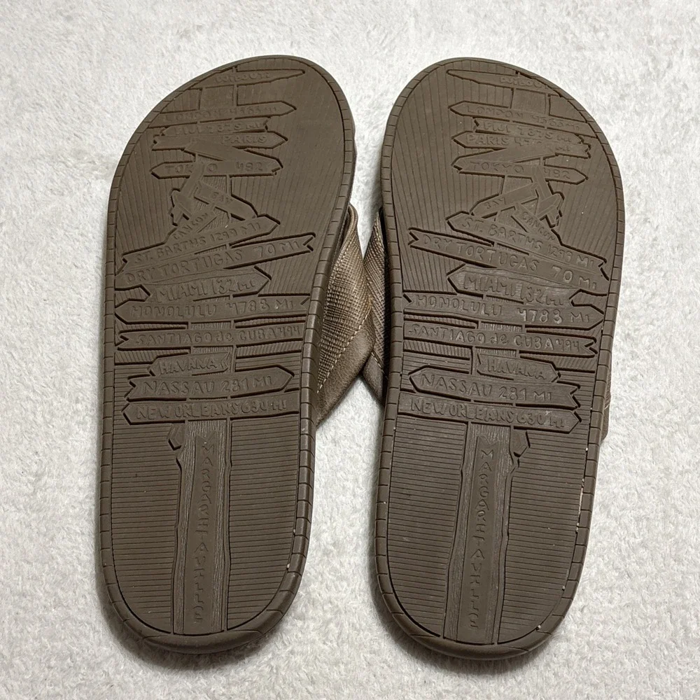 Margaritaville Harborside Flip Flop Mens Size 14 Sandals Brown Palm Tree Thongs